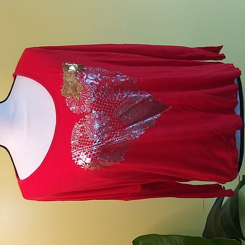 Voll. Long Sleeve Red Blouse Size L